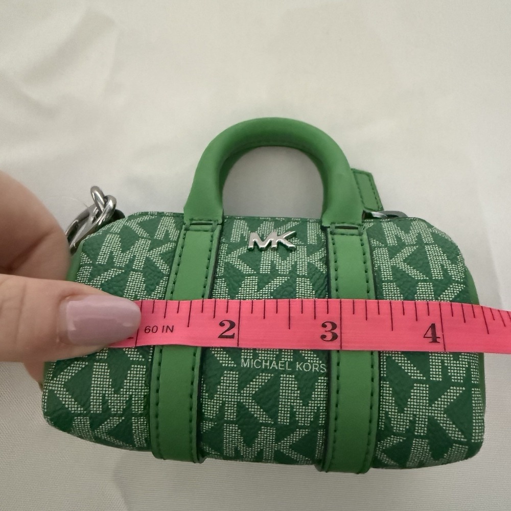 NWT MICHAEL KORS Micro Duffle Pouch Bag Charm/ Key Chain Coin Purse Kelly Green - Picture 9 of 11